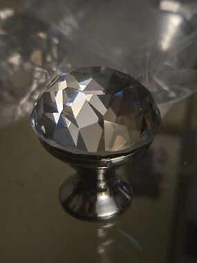 liberty Clear Crystal Glass Cabinet Knob with Silver Base